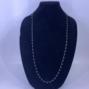 Silver Tone and AB Dangle Rhinestone Adjustable Necklace